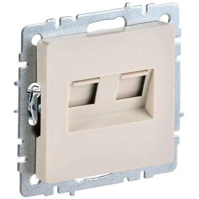 Розетка компьютерная IEK BRITE РК10-2-БрКр, 2×RJ-45, кат.5e, скрытая, бежевая