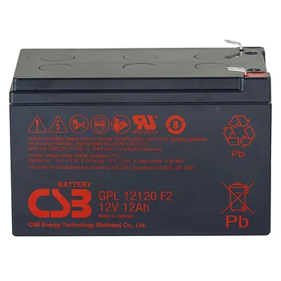 Аккумулятор CSB GPL12120 F2, 12 В, 12 А·ч, клемма F2