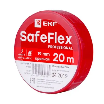 Изолента EKF plc-iz-sf-r, ПВХ, красная, 19мм×20м