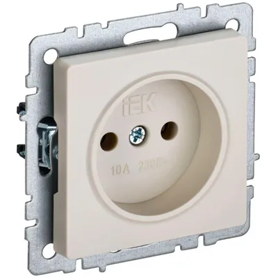 Розетка IEK BRITE РС10-1-0-БрКр (BR-R10-10-K10), 1-местная, 10 А, без заземления, бежевая