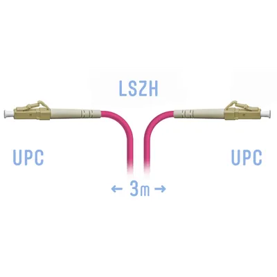 Патч-корд оптический SNR SNR-PC-LC/UPC-MM4-3m, LC/UPC–LC/UPC, MM OM4, 3 м