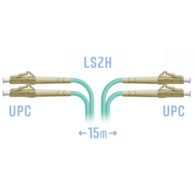 Патч-корд оптический SNR SNR-PC-LC/UPC-MM-DPX-15m, LC/UPC-LC/UPC, MM OM3, Duplex, 15 м