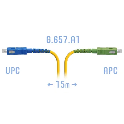 Патч-корд оптический SNR SNR-PC-SC/UPC-SC/APC-A-15m, SC/UPC–SC/APC, SM G.657.A1, 15 м