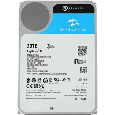 Жесткий диск/ HDD Seagate SATA3 20Tb SkyHawk Al  7200 256Mb 1 year warranty (replacement ST20000VE003, WD181PURP)