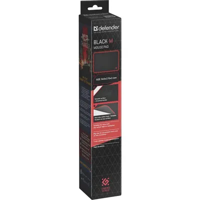 Коврик для мыши Defender Black M, 360×270×3 мм, ткань, прорезиненная основа