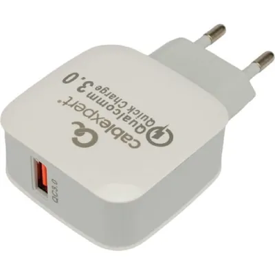 Зарядное устройство Cablexpert MP3A-PC-40, 18 Вт, 3 А, QC3.0, 1×USB-A, белый