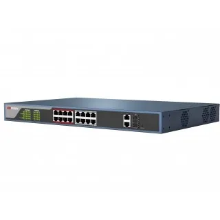 Коммутатор Hikvision DS-3E0318P-E/M(B), 16×100 Мбит/с PoE, 1×1 Гбит/с, SFP