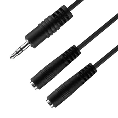 Аудиоадаптер 5bites AA-3MF2-02BK, 3.5 мм Jack(M)→2×3.5 мм Jack(F), 0.1 м