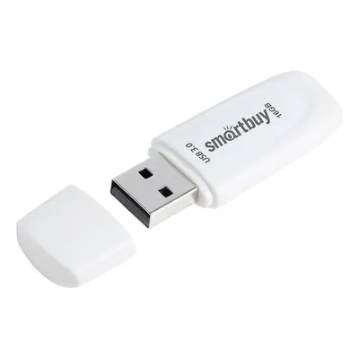 Флешка USB Smartbuy Scout, 16 ГБ, USB 2.0, 100/12 МБ/с, белая