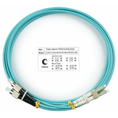 Патч-корд оптический Cabeus FOP-50-LC-FC-1,5m, duplex LC-FC, OM3, 1,5 м