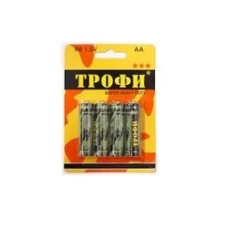 Батарейка ТРОФИ R6-4BL, AA, алкалиновая, 1.5 В, 4 шт.