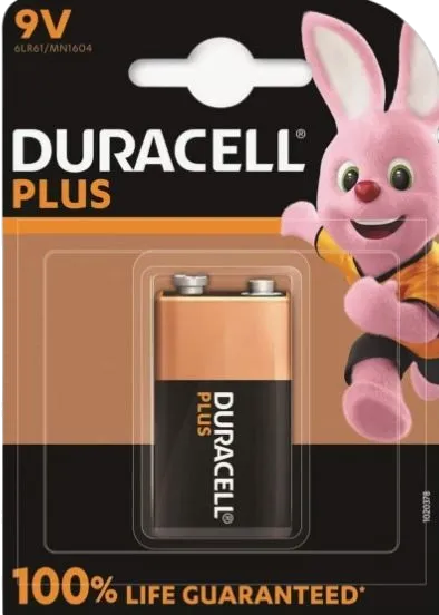 Батарейка Duracell Plus Крона 6LR61, Alkaline, 9 В, 1 шт.