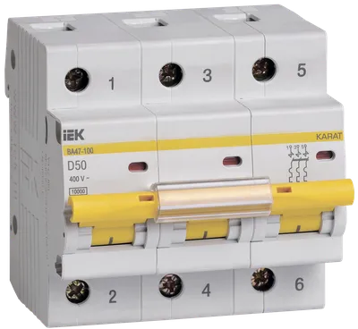 Автоматический выключатель IEK ВА47-100 MVA40-3-050-D, 3P, 50 А, D, 10 кА