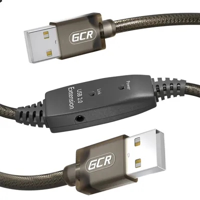 Кабель GCR GCR-53789, USB 2.0, AM/AM, активный, 15 м, черный