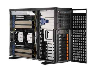 Серверная платформа/ GPU SuperServer SYS-741GE-TNRT (X13DEG-QT, CSE-749TS-R2K05BP) (2 x LGA-4677, 16xDDR5 Up to 4TB, 8x 3.5" NVMe/SATA/SAS, 2 M.2 NVMe for boot drive only, 4x PCIe 5.0 x16 (double-width) slots, 3x PCIe 5.0 x16 (single-width) slots, 2x 10GbE BaseT with Intel® X550-AT2, 2x 2000W Redundant Power)