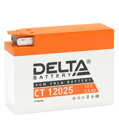 Аккумулятор Delta CT 12025, 12 В 2,5 А·ч, 40 А, AGM, клемма F1/BN