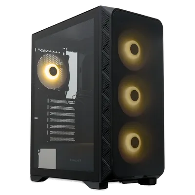 Корпус HSPD M521-TGBK-ARGB, Mesh Mid Tower, ATX, 4×120 мм ARGB, стекло
