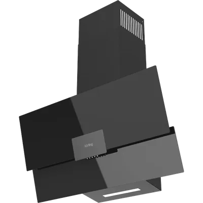 Вытяжка Korting KHC 96373 BXGN, наклонная, 90 см, 550 м³/ч, чёрное стекло