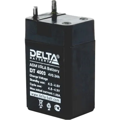 Аккумулятор Delta DT 4003, 4В, 0.3Ач, AGM