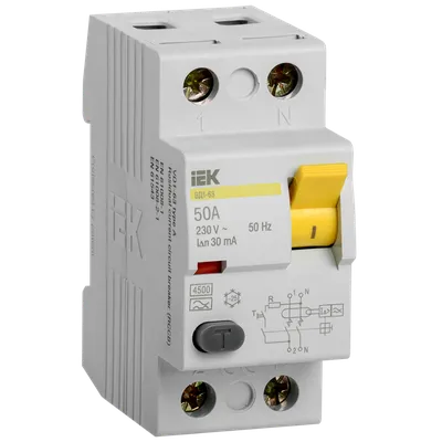 УЗО IEK ВД1-63 MDV11-2-050-030, 2P, 50 А, 30 мА, тип A