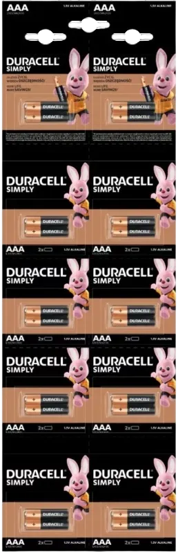 Батарейка Duracell SIMPLY LR03 AAA, алкалиновая, 1.5 В, упаковка 20 шт