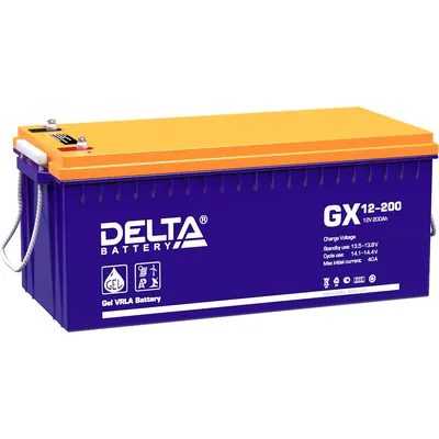 Аккумулятор Delta GX 12-200, 12В/200Ач, GEL, клеммы М8