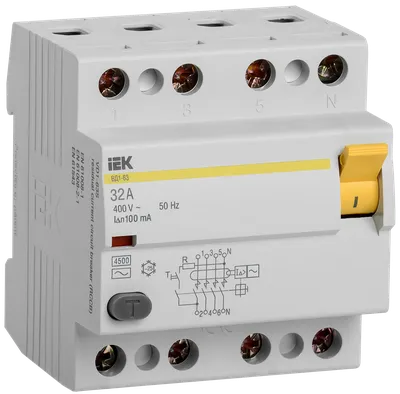 УЗО IEK MDV10-4-032-100 ВД1-63, 4п, 32 А, 100 мА, тип AC