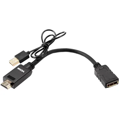 Кабель-переходник VCOM CG599E-0.15M, HDMI(M)+USB → DisplayPort(F), 0.15 м, 4K 60 Гц