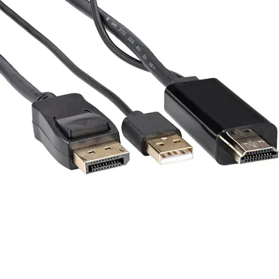 Кабель-переходник VCOM CG599AC-1.8M, HDMI(M)+USB → DisplayPort(M), 4K 60 Гц, 1.8 м