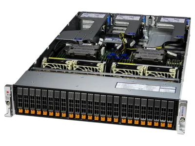 Серверная платформа/ Server AS-2125HS-TNR (bundle3): 2U / 2x AMD EPYC 9004/9005* / 24x DDR5 RDIMM / 24x Hs 2.5" NVMe*/SATA/SAS*/ 1x  480Gb NVMe M.2 / 1x dual-port 1GbE RJ45 / 2x 1600W Power (20 NVME config)