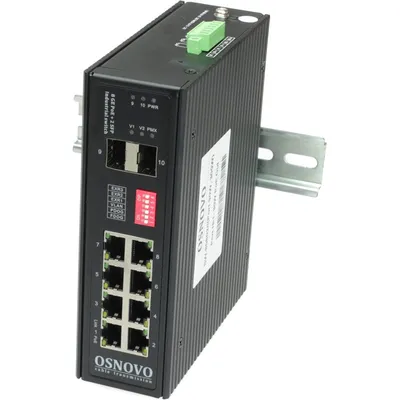 Коммутатор OSNOVO SW-80802/I, 8×1GbE PoE + 2×SFP, HiPoE 90 Вт, 300 Вт