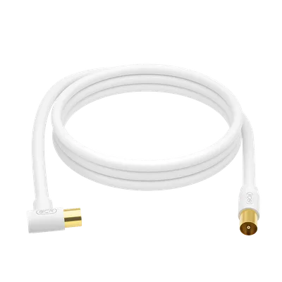 Кабель GCR GCR-54887 антенный RG59, 10м, TV M угловой / TV M, белый
