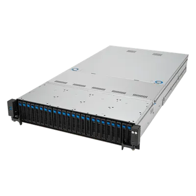 Серверная платформа/ ASUS RS521A-E12-RS24U, 2U, 1xSP5 (LGA 6096) 360W, 24x DDR5 6400, 24x 2.5'' (16 NVME+8 SAS/SATA) + 2x SATA rear, 2x M.2 22110 NVME, Up to 5 PCIe Gen5  + 1x OCP 3.0 x16, 1 x 2-Port 1GbE LAN, up to 4 single-slot or 2 double-slot GPU, 1+1 2000W