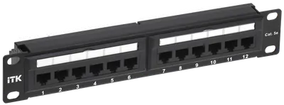 Патч-панель ITK PP12-1UC5EU-D05-10, 12×RJ-45, кат.5e, UTP, 1U