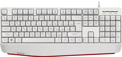 Клавиатура Defender Atom HB-546, USB, 104 клавиши, ENG/RU, белая
