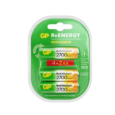 Аккумуляторы GP ReEnergy 270AAHC AA, 2650 мАч, 6 шт. (4+2)