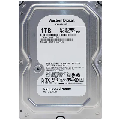 Жесткий диск WD WD10EURX-83UY4Y0, 1 ТБ, SATA III, 3.5", 5400 об/мин, 64 МБ