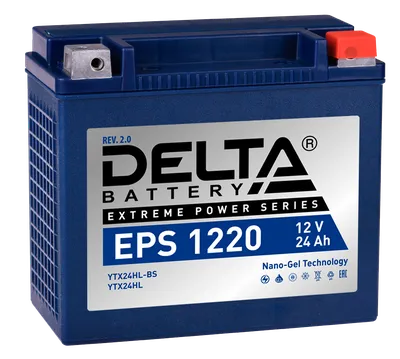 Аккумулятор Delta EPS 1220, 12 В, 24 А·ч, AGM, пусковой ток 340 А, клеммы M6