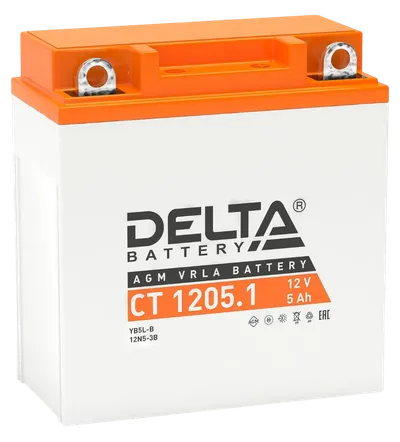 Аккумулятор Delta CT 1205.1, 12 В / 5 А·ч, AGM, пусковой ток 65 А, клеммы BN