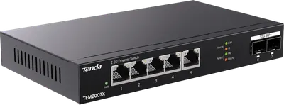 Коммутатор Tenda TEM2007X, 5×2,5 Гбит/с RJ-45 + 2×10 Гбит/с SFP+, неуправляемый