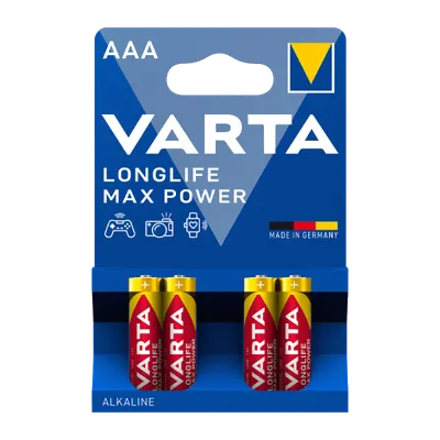 Батарейка VARTA LONGLIFE MAX POWER LR03 AAA, алкалиновая, 1.5 В, 4 шт.