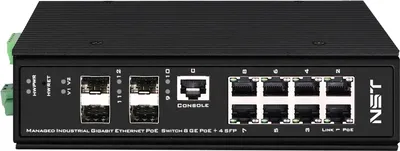 Коммутатор NST NS-SW-8G4G-PL/IM, L2+, 8×GE PoE (1×90W), 4×SFP, промышленный
