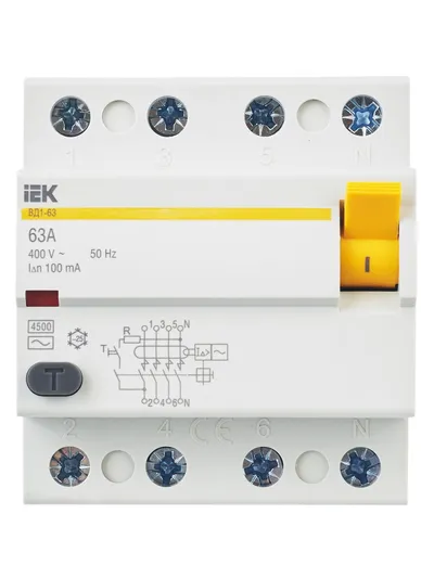 УЗО IEK MDV10-4-063-100 ВД1-63, 4P, 63 А, 100 мА, тип AC