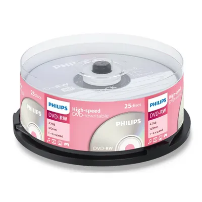 Диск DVD-RW Philips DN4S4B25X/97, 4.7 Гб, 4x, 25 шт на шпинделе