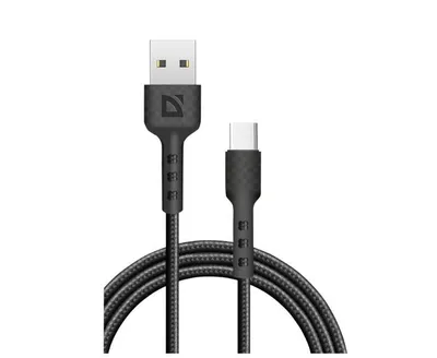 Кабель Defender F181 87113BLA, USB 2.0 AM–Type C, 1м, нейлон