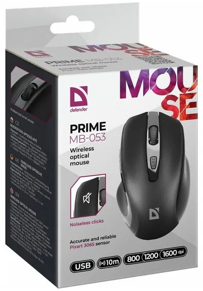 Мышь Defender 52053, Prime MB-053, беспроводная, 800-1600dpi