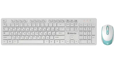 Комплект Defender Auckland C-987, клавиатура + мышь, беспроводной, 1600 DPI, белый
