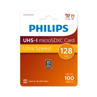 Карта памяти Philips FM12MD55B/97, microSDXC 128 ГБ, UHS-I U3, V30, A1