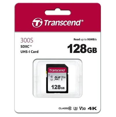 Карта памяти Transcend TS128GSDC300S, 128 ГБ, SDXC, UHS-I U3
