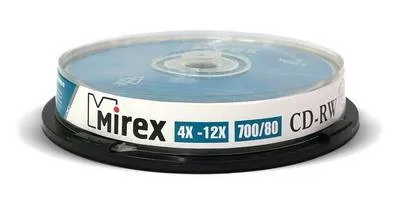 Диск CD-RW Mirex UL121002A8L, 700 МБ, 4–12x, шпиндель 10 шт